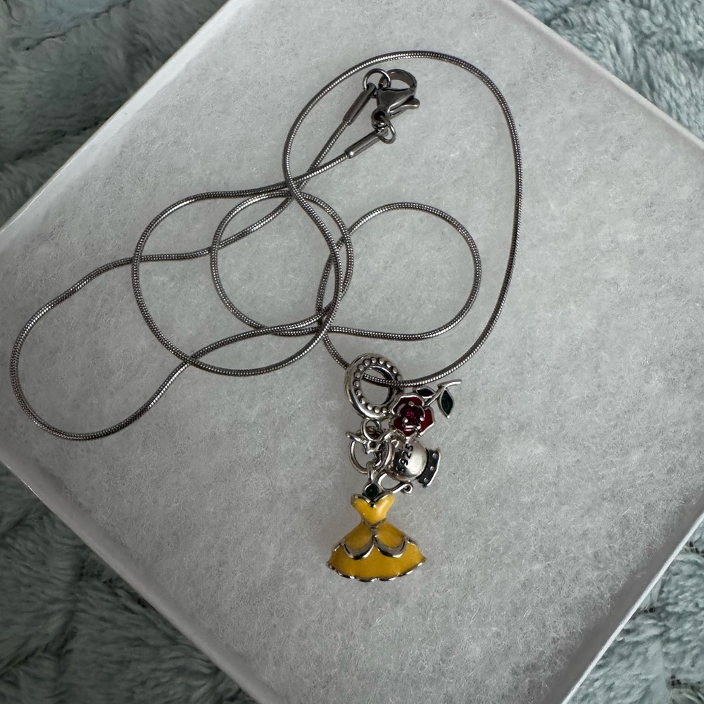 Sterling Silver Necklace w/ sterling silver beauty Charm set